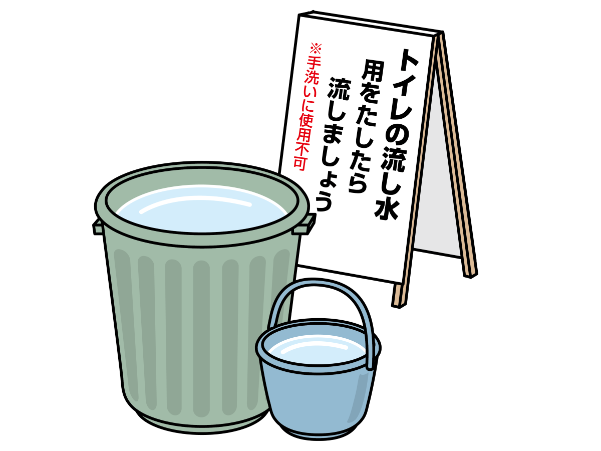 6リットルのトイレ用水のイラスト