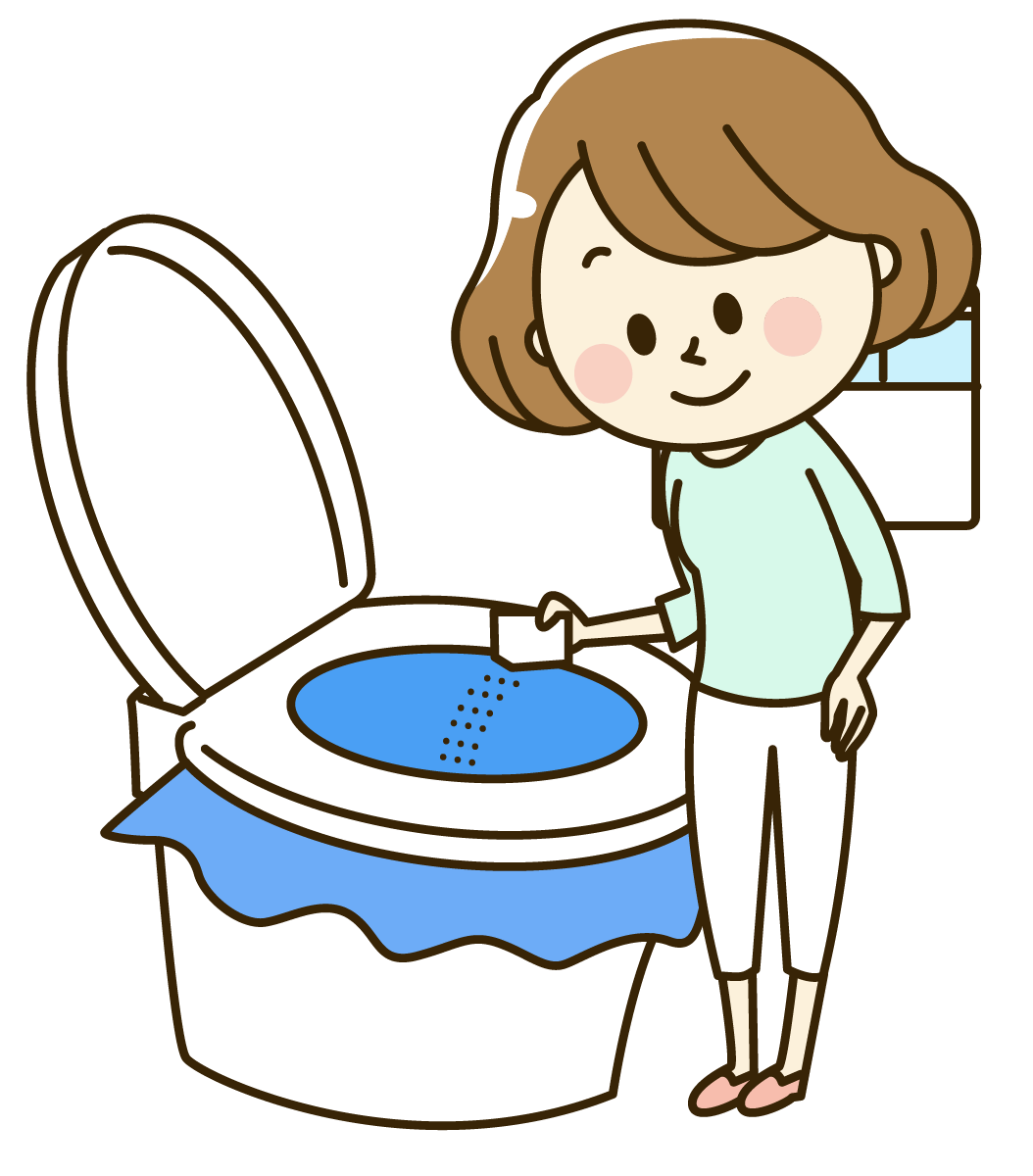 トイレ後に凝固剤を入れるイラスト