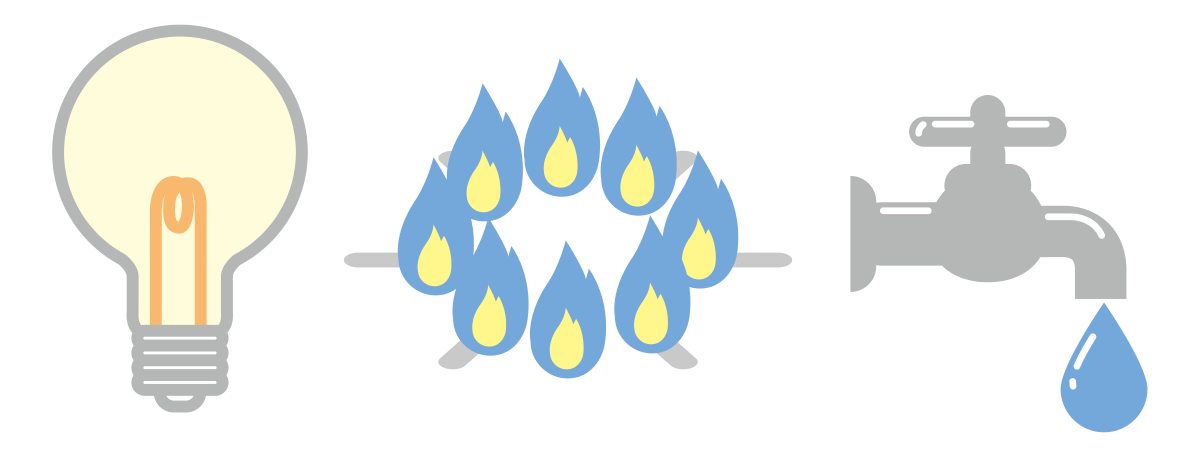 電気・ガス・水道のイラスト